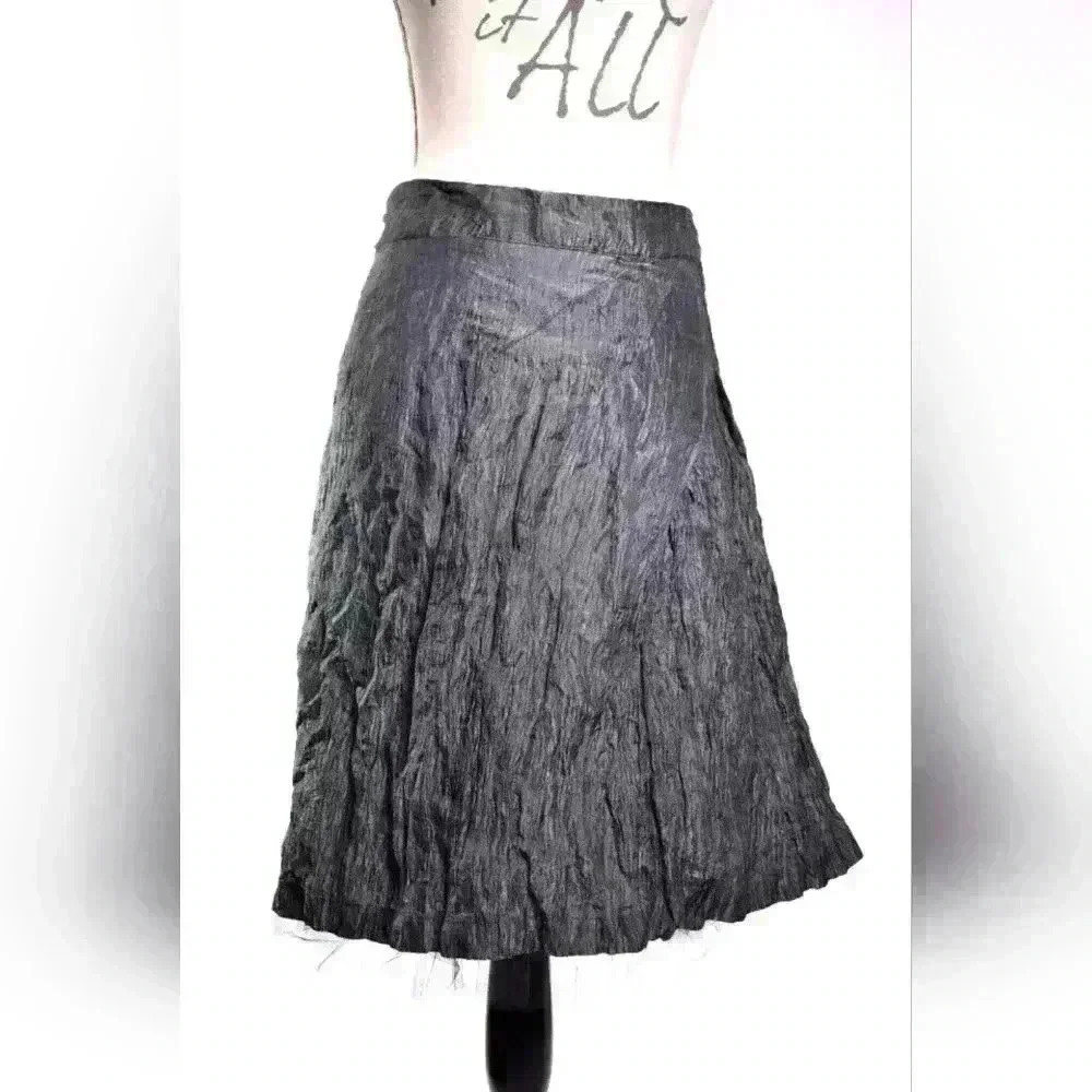 PINK TARTAN Grey Crinkle Lame Ballet Mesh Knee Flair  Skirt 4US Medium Canada
